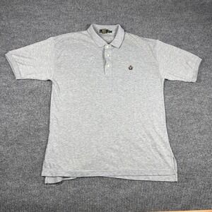 Knights of Round Table Shirt Mens L Gray Short Sleeve Polo Poly Rayon Blend